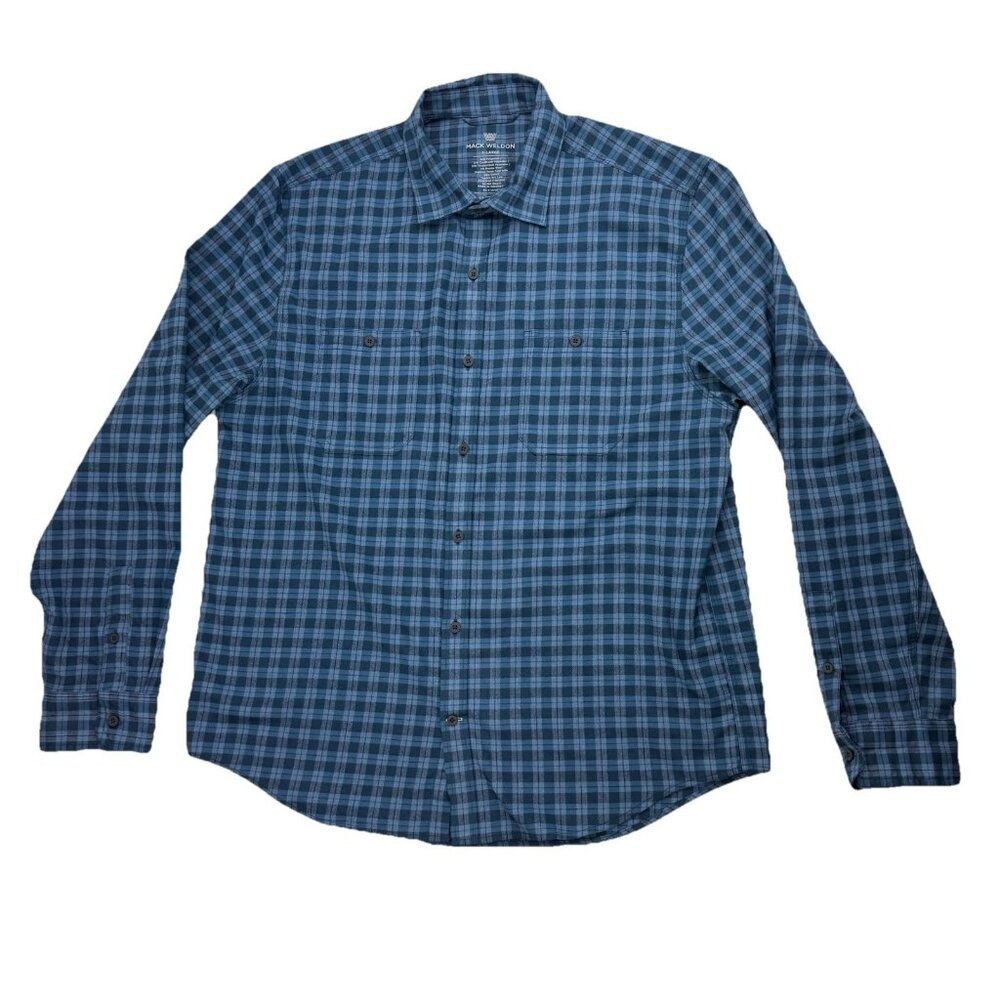 Mack Weldon Mens XL Blue Plaid Long Sleeve Flannel Button Up Shirt